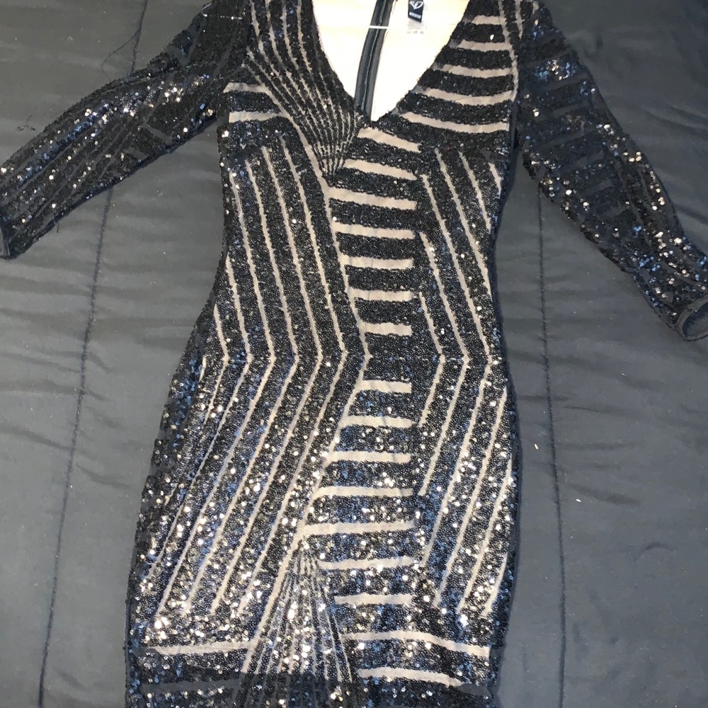 Black glitter mini cocktail dress